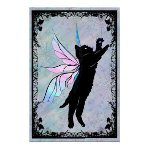 Cosmic Cat Dandelion Perfect Poster