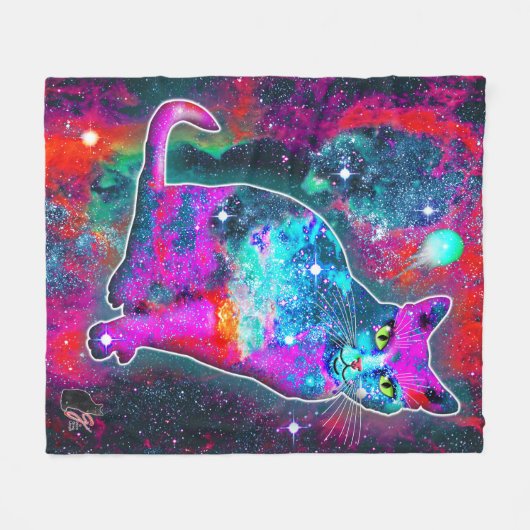 Cosmic Cat Delta Fleece Deken (Voorkant (Horizontaal))