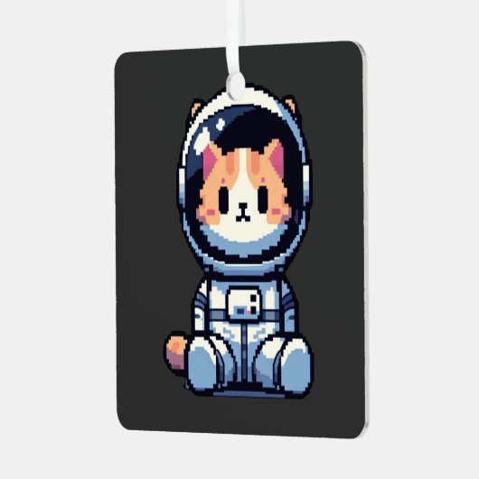 Cosmic Cat Explorer Metalen Ornament (Voorkant links)