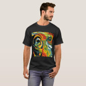 Cosmic Cat Explorer – Psychedelic Space Art T-shirt (Voorkant volledig)