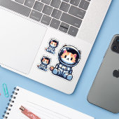 Cosmic Cat Explorer Sticker (Laptop met iPhone)