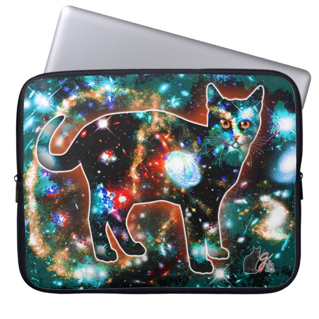 Cosmic Cat Gamma Electronics Bag Laptop Sleeve (Voorkant)