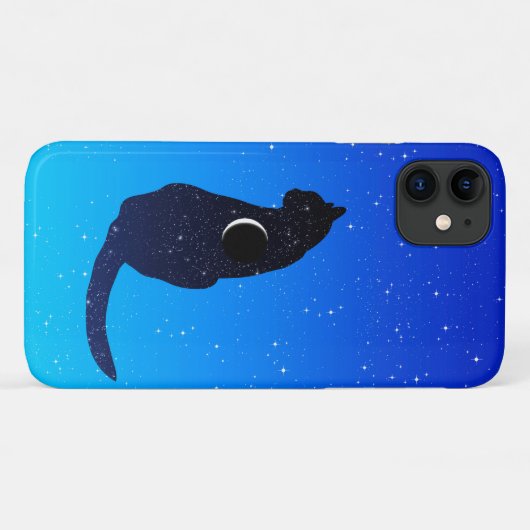 Cosmic Cat in sterren en Crescent Moon Pattern Case-Mate iPhone Case (Achterkant (horizontaal))