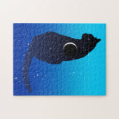 Cosmic Cat in sterren en Crescent Moon Pattern Legpuzzel (Horizontaal)