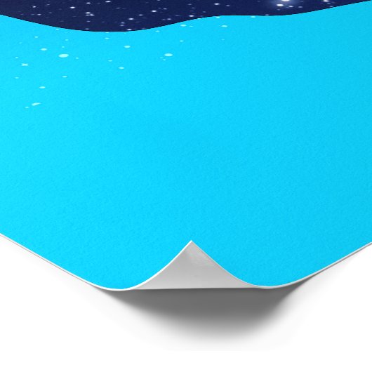 Cosmic Cat in sterren en Crescent Moon Pattern Poster (Hoek)