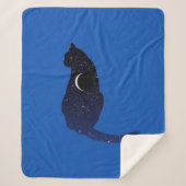 Cosmic Cat in sterren en Crescent Moon Pattern Sherpa Deken (Voorkant)