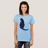 Cosmic Cat in sterren en Crescent Moon Pattern T-shirt (Voorkant volledig)