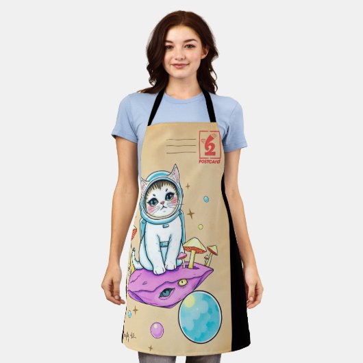 Cosmic Cat Kitchen Trip Schort (Gedragen)