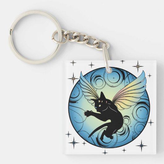 Cosmic Cat Moon Sleutelhanger (voorkant)