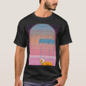 Cosmic Cat Nap Under Neon Palms T-shirt (Voorkant)