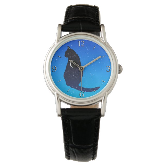 Cosmic Cat on a Starry Sky Background Horloge (Voorkant)