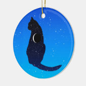 Cosmic Cat on a Starry Sky Background Keramisch Ornament (Links)