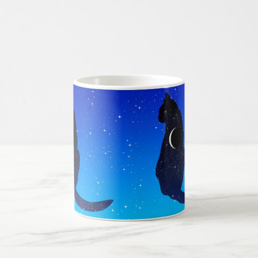 Cosmic Cat on a Starry Sky Background Koffiemok (Center)