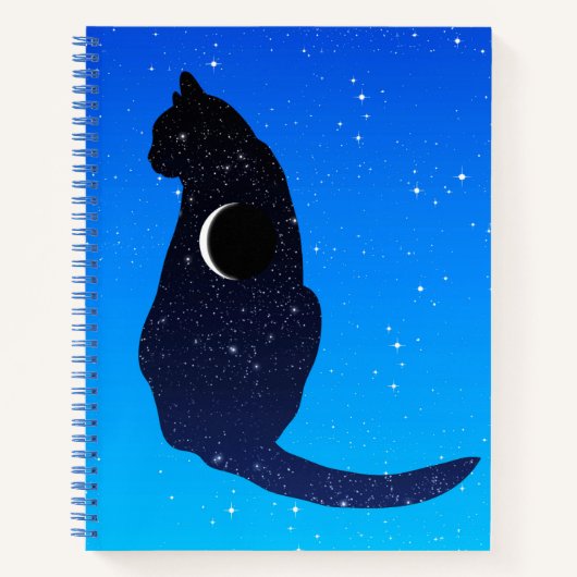 Cosmic Cat on a Starry Sky Background Notitieboek (Voorkant)