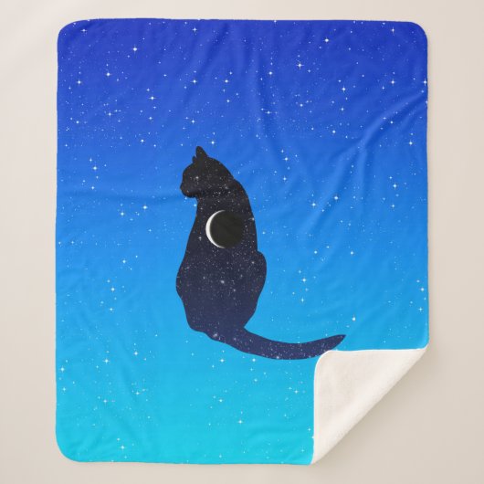 Cosmic Cat on a Starry Sky Background Sherpa Deken (Voorkant)