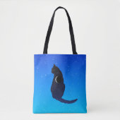 Cosmic Cat on a Starry Sky Background Tote Bag (Voorkant)