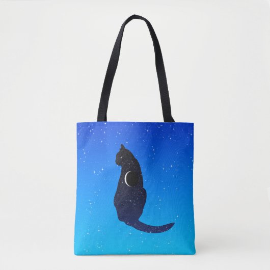 Cosmic Cat on a Starry Sky Background Tote Bag (Voorkant)