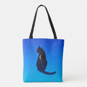 Cosmic Cat on a Starry Sky Background Tote Bag (Achterkant)