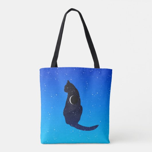Cosmic Cat on a Starry Sky Background Tote Bag (Achterkant)