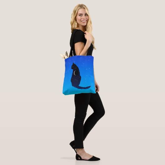 Cosmic Cat on a Starry Sky Background Tote Bag (Op model)