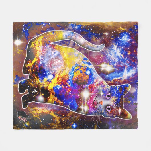 Cosmic Cat Psi Fleece Deken (Voorkant (Horizontaal))