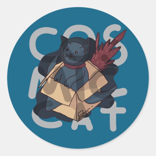 Cosmic Cat Ronde Sticker (Voorkant)