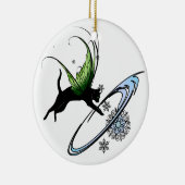 Cosmic Cat Snowflake Keramisch Ornament (Rechts)