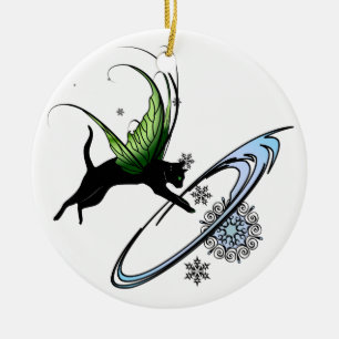 Cosmic Cat Snowflake Keramisch Ornament