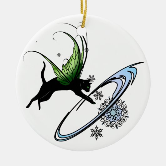 Cosmic Cat Snowflake Keramisch Ornament (Voorkant)