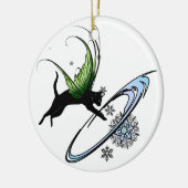 Cosmic Cat Snowflake Keramisch Ornament (Links)
