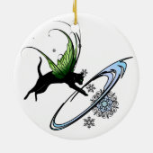 Cosmic Cat Snowflake Keramisch Ornament (Achterkant)