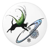 Cosmic Cat Snowflake Keramische Knop (Voorkant)