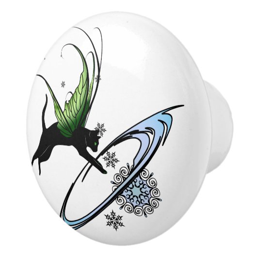 Cosmic Cat Snowflake Keramische Knop (Rechts)