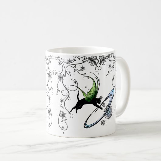 Cosmic Cat Snowflake Koffiemok (Voorkant rechts)