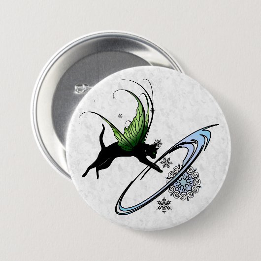 Cosmic Cat Snowflake Ronde Button 7,6 Cm (Voorkant /achterkant)