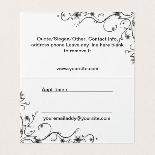 Cosmic Cat Snowflake Visitekaartje (Binnenkant ongevouwen)