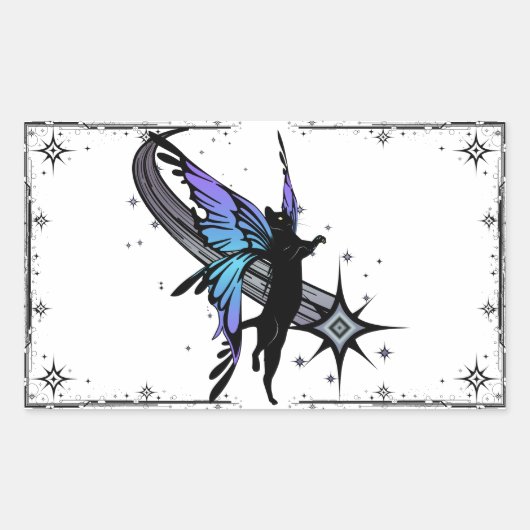 Cosmic Cat Star Rechthoekige Sticker (Voorkant)