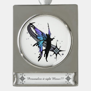 Cosmic Cat Star Verzilverd Banner Ornament