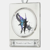 Cosmic Cat Star Verzilverd Banner Ornament (Links)