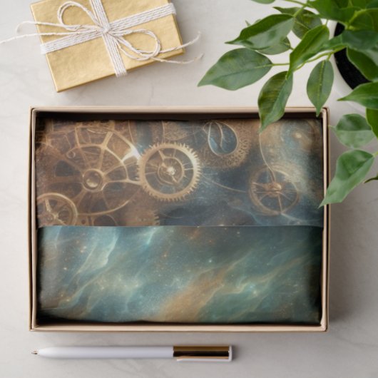 Cosmic Cat Steampunk Gear Adventure Decoupage Tissuepapier (Geschenk)