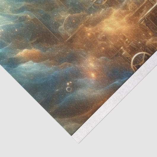 Cosmic Cat Steampunk Gear Adventure Decoupage Tissuepapier (Detail)