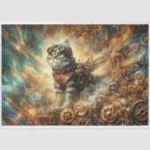 Cosmic Cat Steampunk Gear Avontuur Decoupage Tissuepapier (Voorkant)