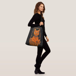 Cosmic Cat Tarot | Oranje Feline Art Crossbody Tas