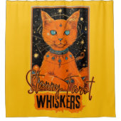 Cosmic Cat Tarot Reader | Oranje kattenkunst Douchegordijn (Voorkant)