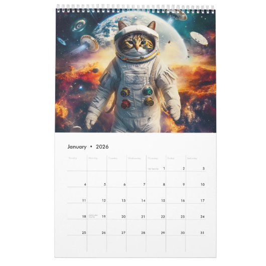 Cosmic Cats - 2026 Space Explorer Calendar Kalender (Jan 2026)