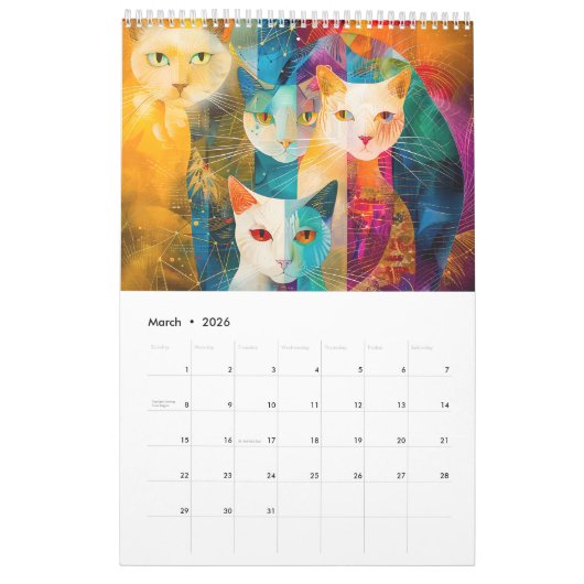 Cosmic Cats – Abstract Felines in Galaxy Realms Kalender (Mar 2026)