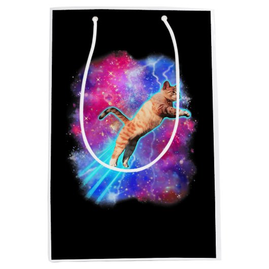 Cosmic Cats Funny Outer Space T-shirt Galaxy Kat K Medium Cadeauzakje (Voorkant)