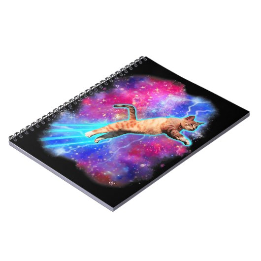 Cosmic Cats Funny Outer Space T-shirt Galaxy Kat K Notitieboek (Linkerzijde)