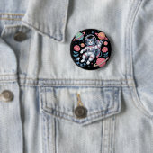 Cosmic Catstronaut in Neon Space Vaporwave Ronde Button 5,7 Cm (In situ)