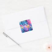 Cosmic Celebration: Abstract Floating Orbs and Sta Vierkante Sticker (Envelop)